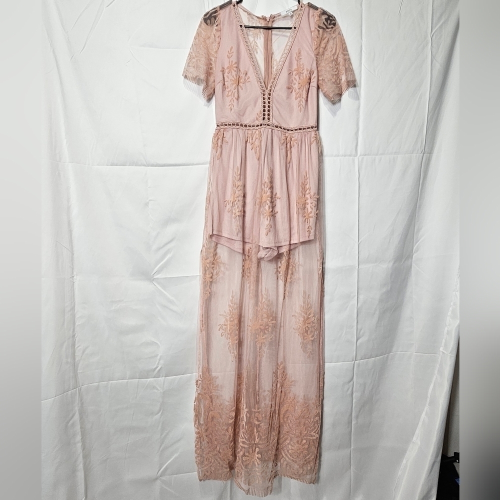 Rose Pink Sheer dress with shorts slit sides
